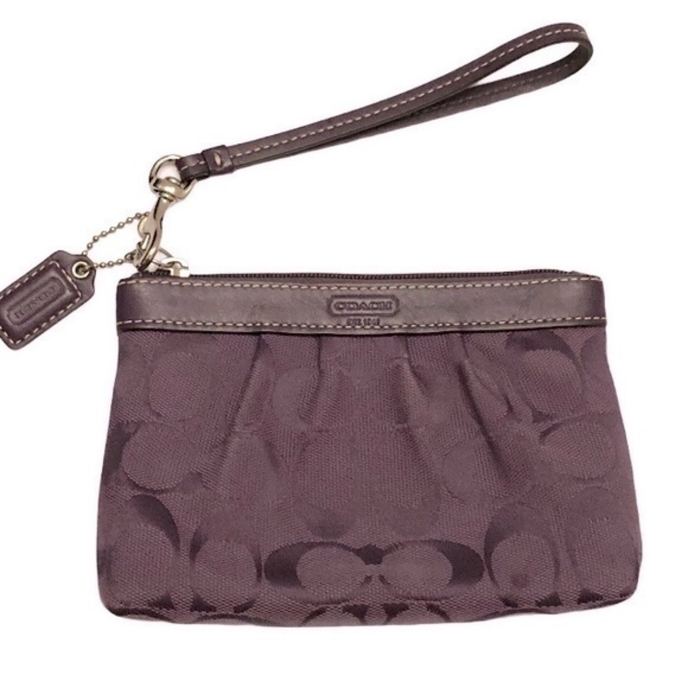 Coach signature purple wristlet clutch bag